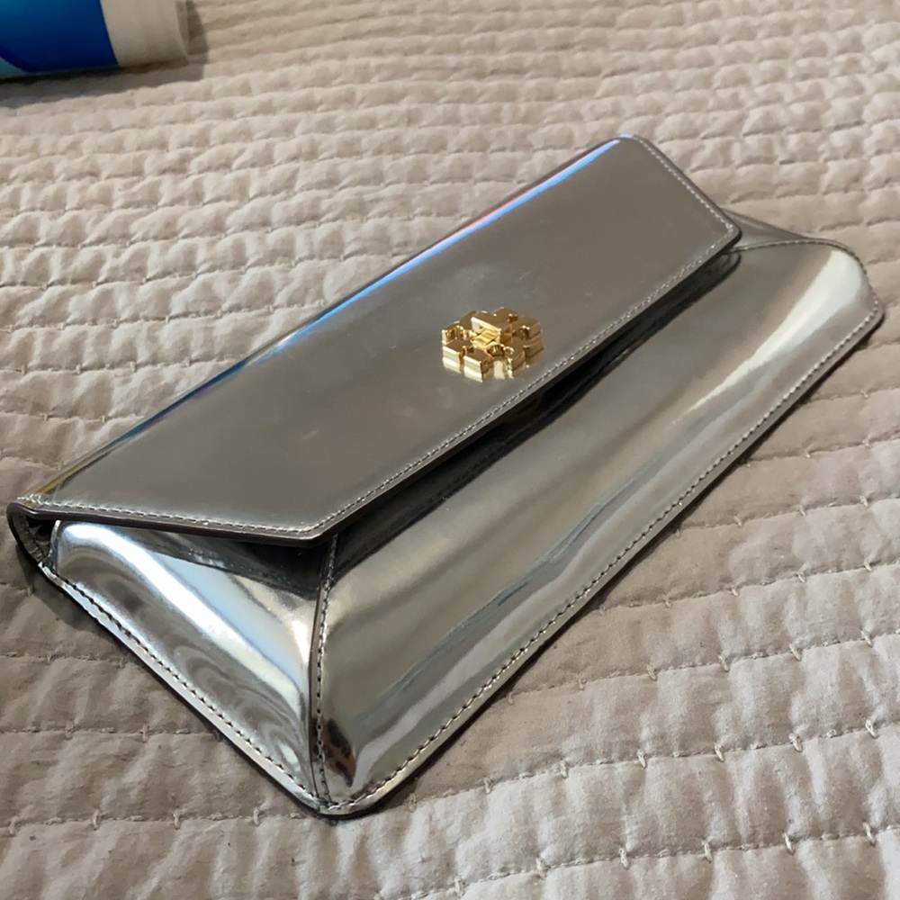 Tory Burch Metallic Leather Clutch